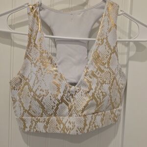 Fabletics Gold and White Sports Bra
